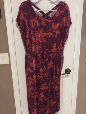 Terra & Sky Purple and Rust Floral Midi Dress